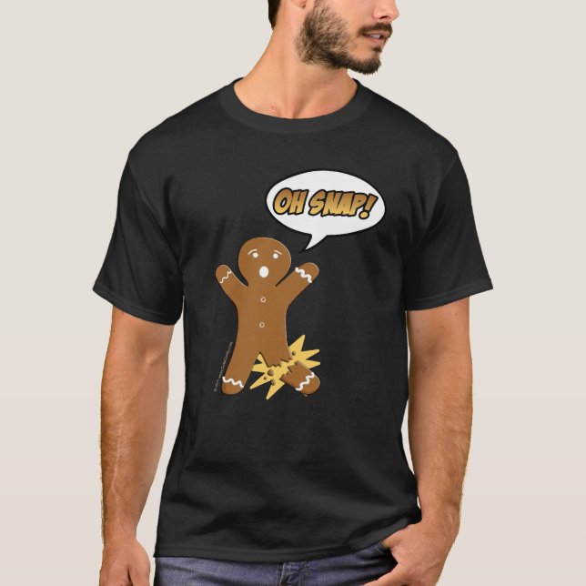 Oh Snap Funny Christmas Gingerbread Man Broken Leg T-Shirt (Front)