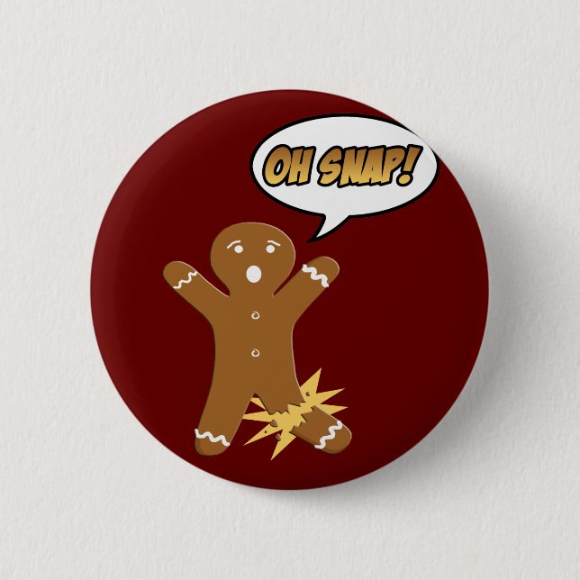 Oh Snap! Funny Christmas Gingerbread Man Button (Front)