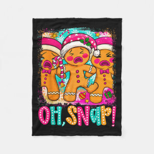 Oh Snap Funny Christmas Gingerbread Man Xmas Cooki Fleece Blanket