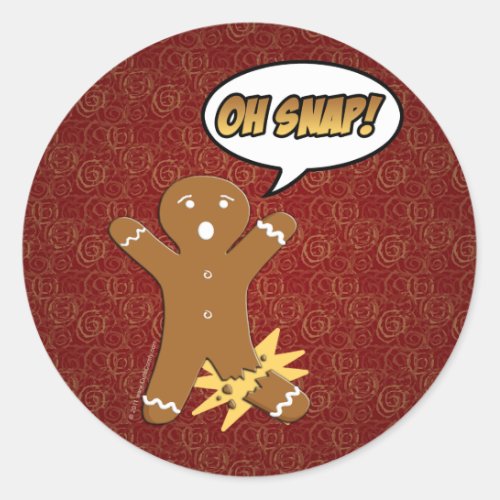 Oh Snap Funny Gingerbread Man Classic Round Sticker