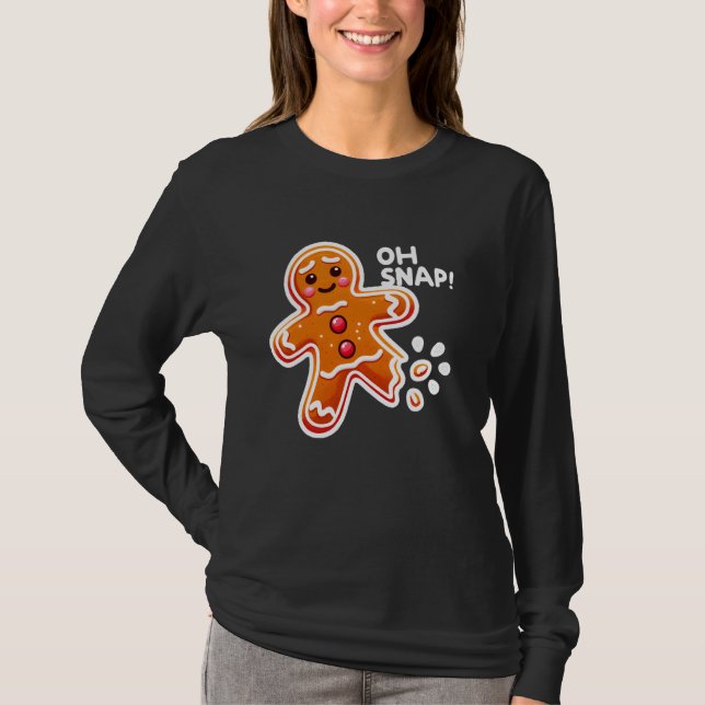 Oh Snap! Funny Gingerbread Man Cookie Broken Leg C T-Shirt (Front)
