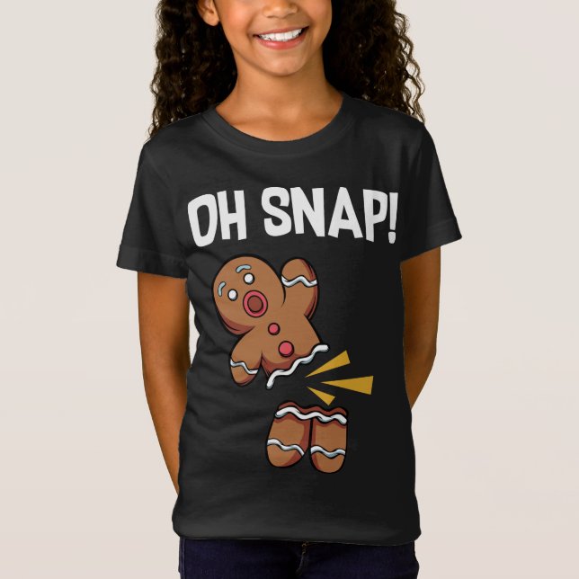 Oh Snap! Funny Gingerbread Man Cookie Christmas T-Shirt (Front)