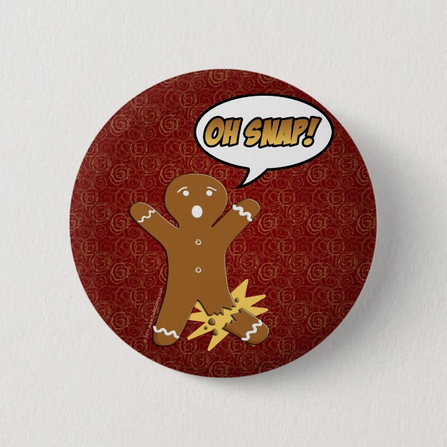 Oh Snap! Funny Gingerbread Man Pinback Button (Front)
