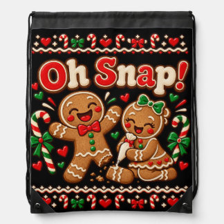 Oh snap funny gingerbread men drawstring bag