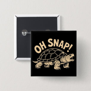 Oh Snap Funny Sarcastic Snapping Turtle Joke  Button