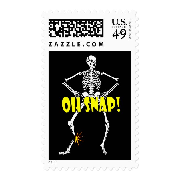 Oh Snap, Funny Skeleton Halloween Postage
