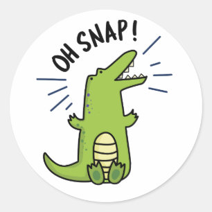Oh Snap Funny Snapping Crocodile Pun Classic Round Sticker