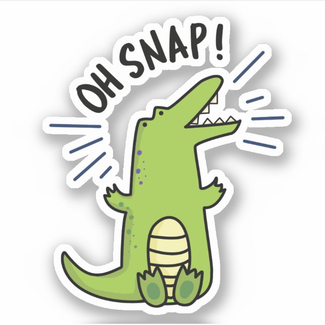 Oh Snap Funny Snapping Crocodile Pun  Sticker (Front)