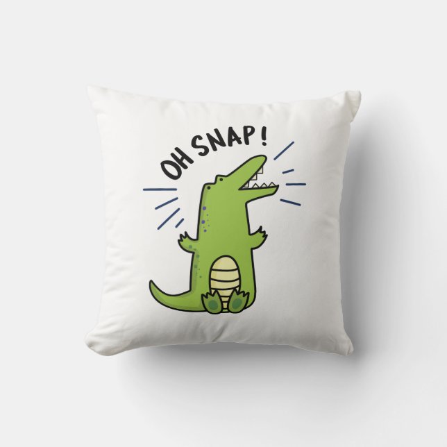 Oh Snap Funny Snapping Crocodile Pun  Throw Pillow (Front)