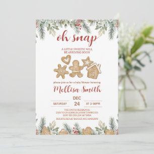 Oh Snap Gingerbread Christmas Baby Shower Invitation