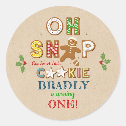 Oh Snap Gingerbread Cookie Any Age Birthday Classic Round Sticker