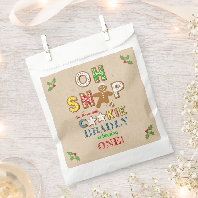 Oh Snap! Gingerbread Cookie Any Age Birthday Favor Bag (Clipped)