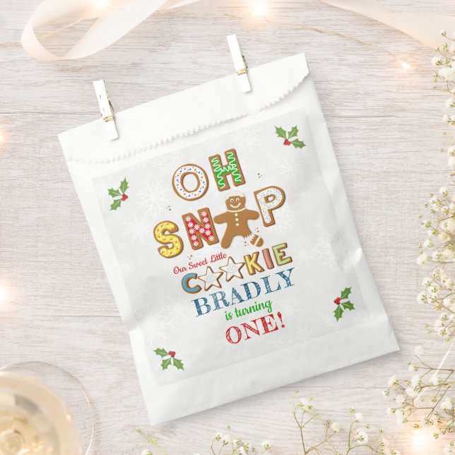 Oh Snap! Gingerbread Cookie Any Age Birthday Favor Bag (Clipped)
