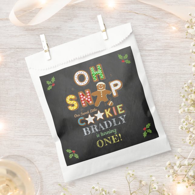Oh Snap! Gingerbread Cookie Any Age Birthday Favor Bag (Clipped)