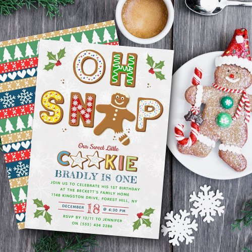 Oh Snap Gingerbread Cookie Any Age Birthday Invitation