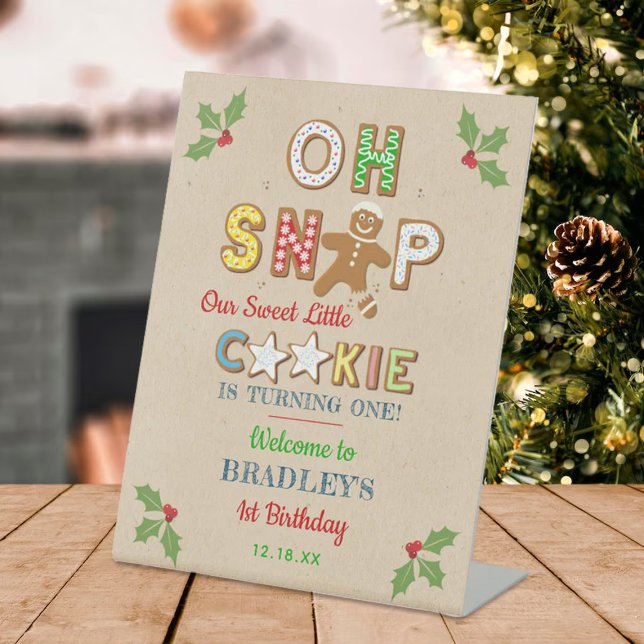 Oh Snap! Gingerbread Cookie Any Age Birthday Pedestal Sign (Creator Uploaded)