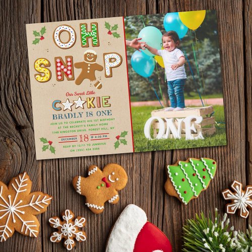 Oh Snap Gingerbread Cookie Any Age Birthday Photo Invitation