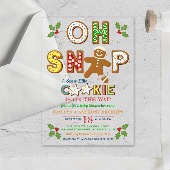 Oh Snap! Gingerbread Cookie Baby Shower Acrylic Invitations (Creator Uploaded)