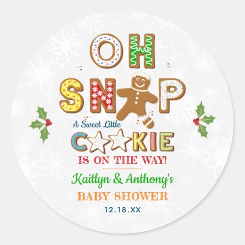 Oh Snap Gingerbread Cookie Baby Shower Classic Round Sticker