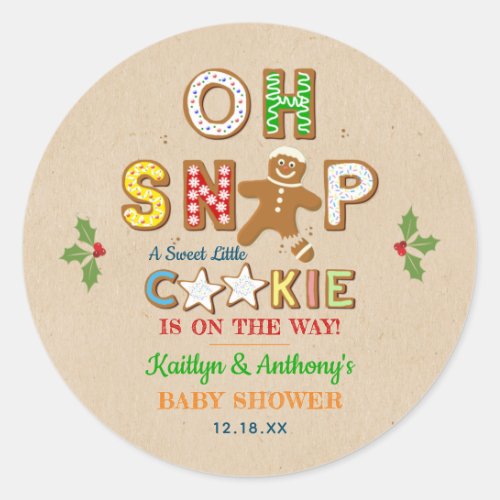 Oh Snap Gingerbread Cookie Baby Shower Classic Round Sticker