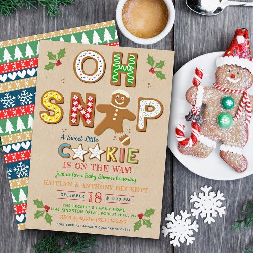 Oh Snap Gingerbread Cookie Baby Shower Invitation
