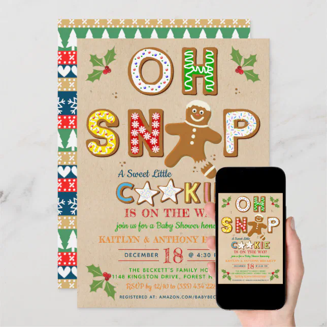 Oh Snap! Gingerbread Cookie Baby Shower Invitation Zazzle