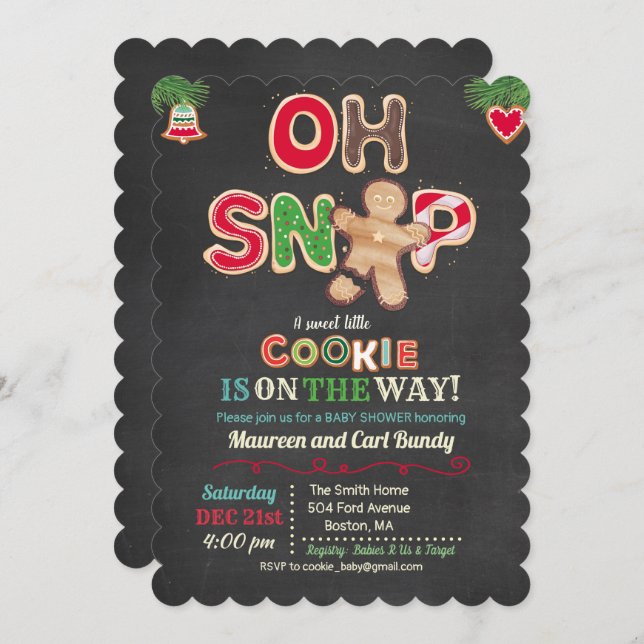 Oh Snap Gingerbread Cookie Baby Shower Invitation (Front/Back)