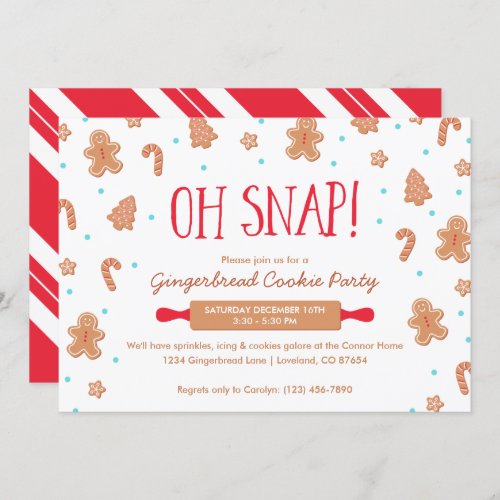 Oh Snap Gingerbread Cookie Christmas Party Invitation