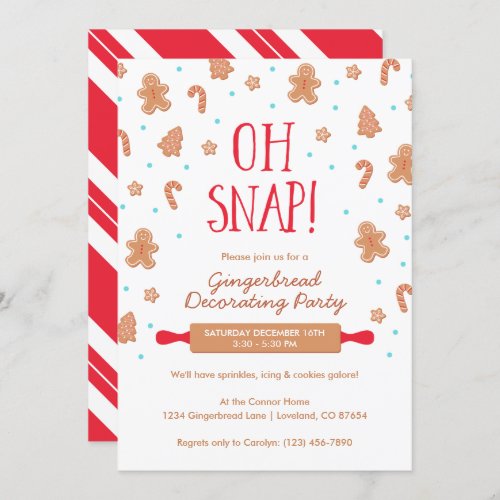 Oh Snap Gingerbread Cookie Christmas Party Invitation