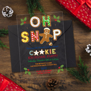 Oh Snap! Gingerbread Cookie Exchange Holiday Party Acrylic Invitations