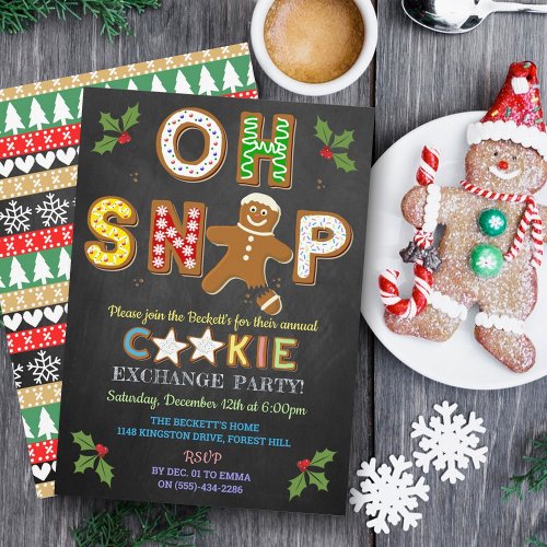 Oh Snap Gingerbread Cookie Exchange Holiday Party Invitation