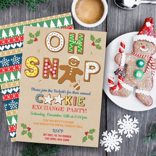Oh Snap Gingerbread Cookie Exchange Holiday Party Invitation