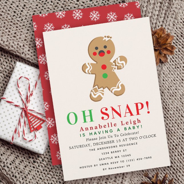 Oh Snap! Gingerbread Cookie Holiday Baby Shower Invitation (Creator Uploaded)