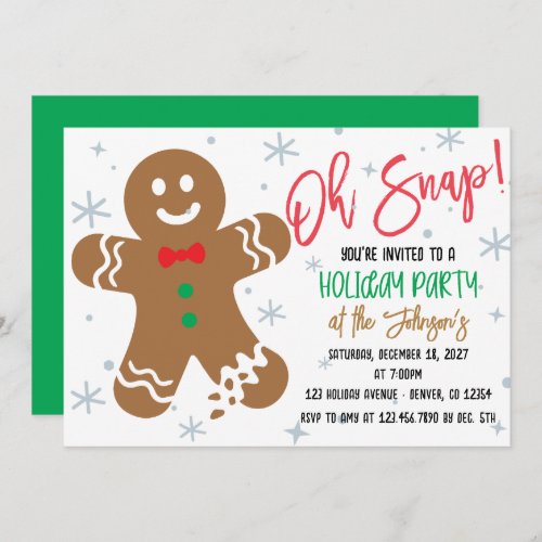 Oh Snap Gingerbread Cookie Holiday Party Invitation
