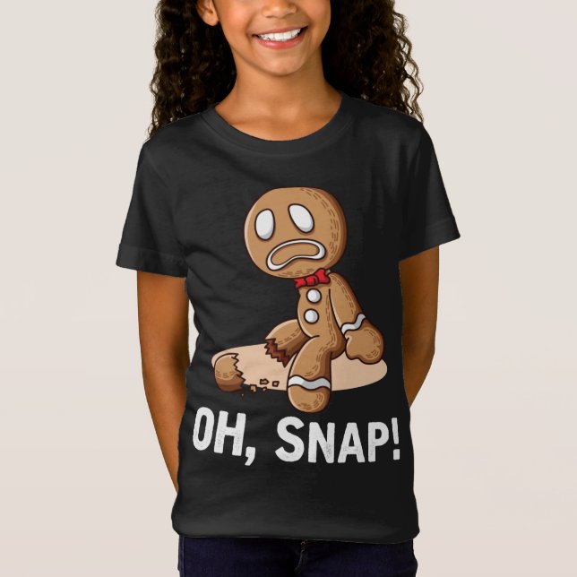 Oh Snap Gingerbread Cookie Man Broken Leg Amputee T-Shirt (Front)