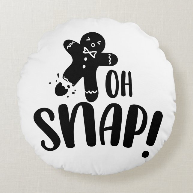 Oh Snap Gingerbread Cookie Xmas Round Pillow (Front)