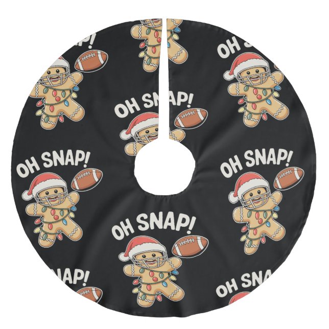 Oh Snap Gingerbread Football Christmas Xmas Sports Brushed Polyester Tree Skirt (Front)