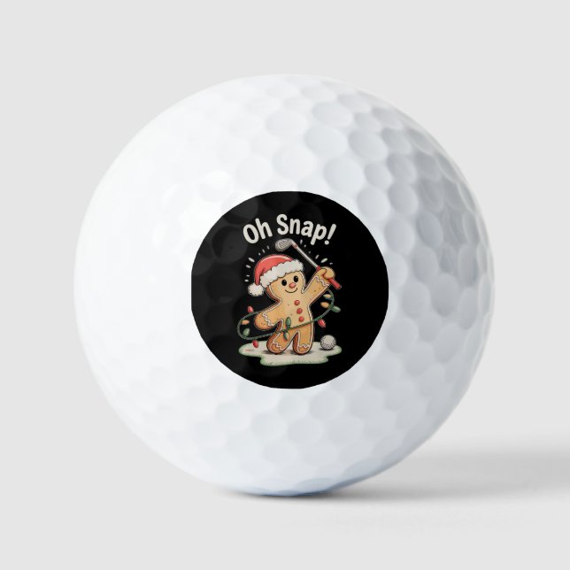 Oh Snap Gingerbread Golf Golfer Golfing Christmas Balls (Front)