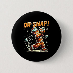 Oh Snap Gingerbread Golfer Golf Christmas Golfing  Button