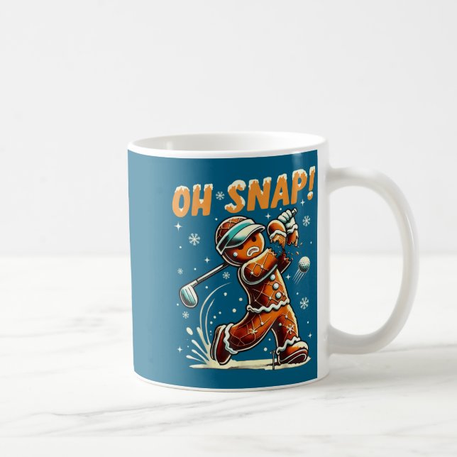 Oh Snap Gingerbread Golfer Golf Christmas Golfing  Coffee Mug (Right)