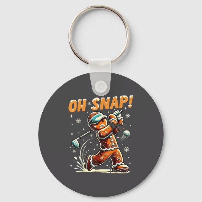 Oh Snap Gingerbread Golfer Golf Christmas Golfing  Keychain (Front)