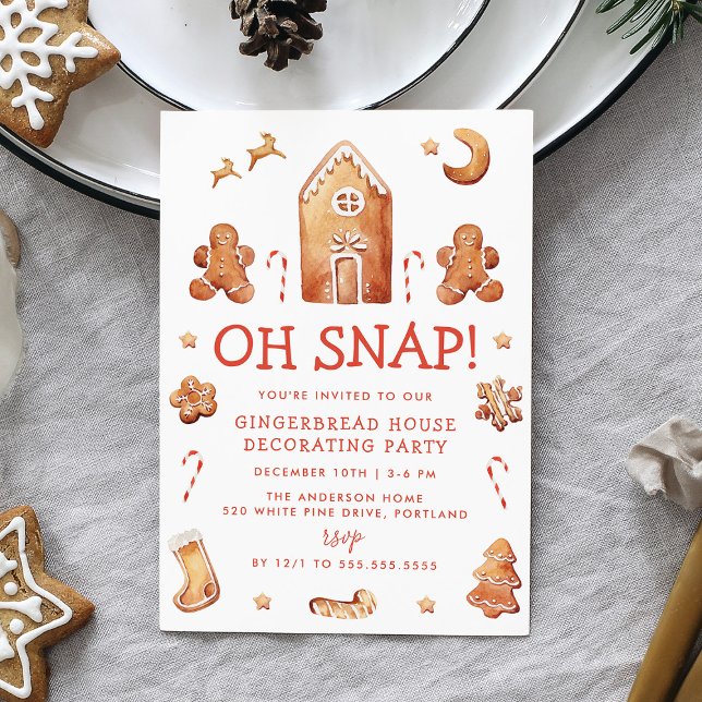 Oh Snap Gingerbread House Decorating Party Invitation (Creator Uploaded)