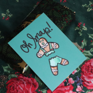 Oh Snap Gingerbread Man art Christmas Humor        Postcard
