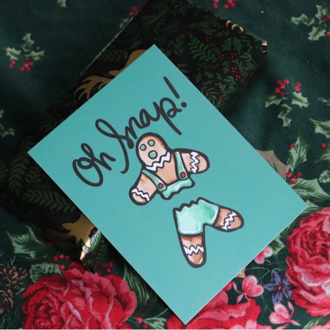 Oh Snap Gingerbread Man art Christmas Humor        Postcard (Creator Uploaded)