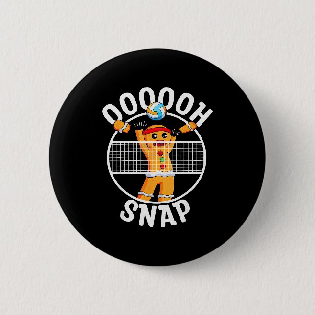 Oh Snap Gingerbread Man Blocker Christmas Volleyba Button (Front)