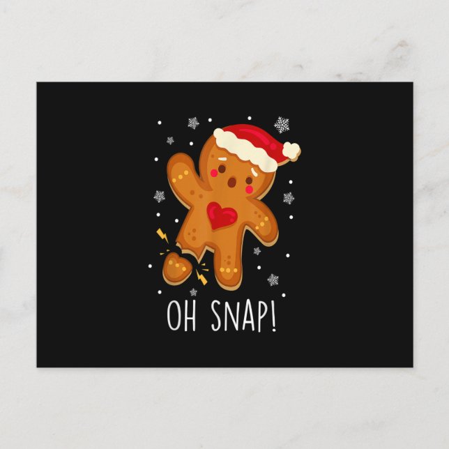 Oh Snap Gingerbread Man Christmas Family Santa Hat Postcard (Front)