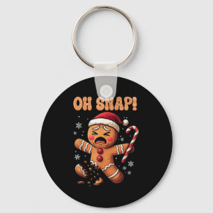 Oh Snap Gingerbread Man Christmas Funny Cookie Bak Keychain