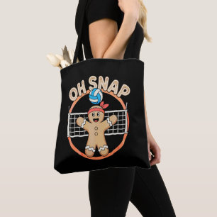 Oh Snap Gingerbread Man Christmas Volleyball Xmas Tote Bag