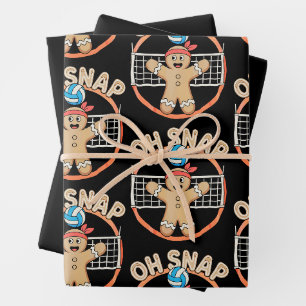Oh Snap Gingerbread Man Christmas Volleyball Xmas Wrapping Paper Sheets