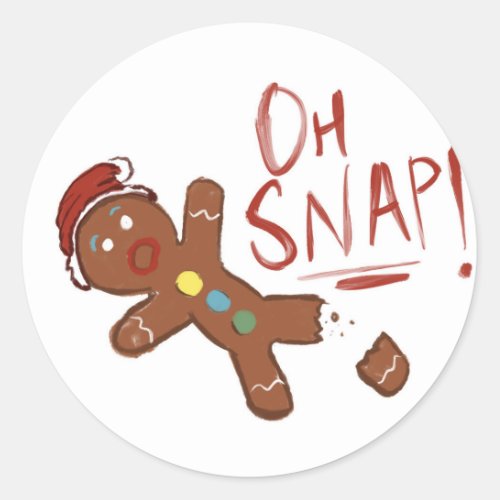 Oh Snap Gingerbread Man Classic Round Sticker